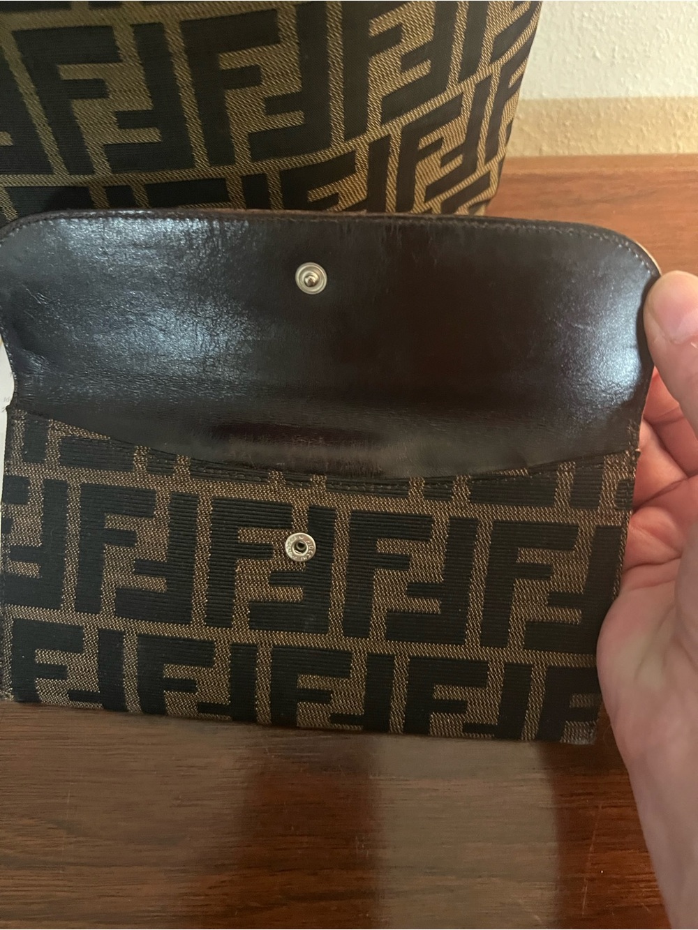 Fendi Zucca FF Logo Tote with Matching Silver Clasp Wallet - Picture 8 of 15